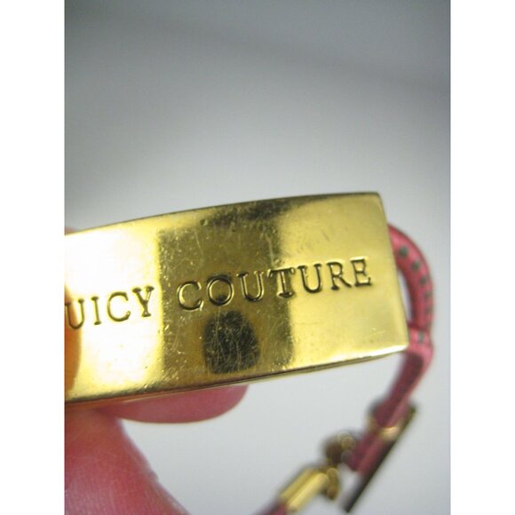 Juicy Couture Pink Goldtone Bracelet Adjustable Cord WORN - Picture 9 of 11